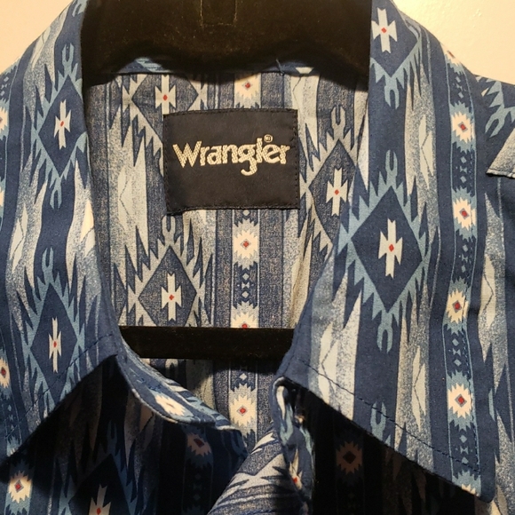 Wrangler W Men Blue Geometric Shirt,zise L - Picture 2 of 5